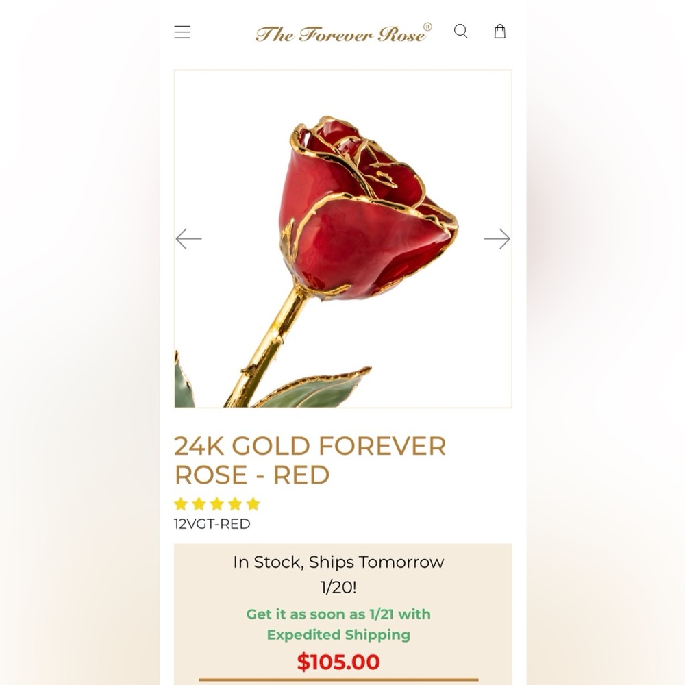 24K Gold Forever Rose - Red